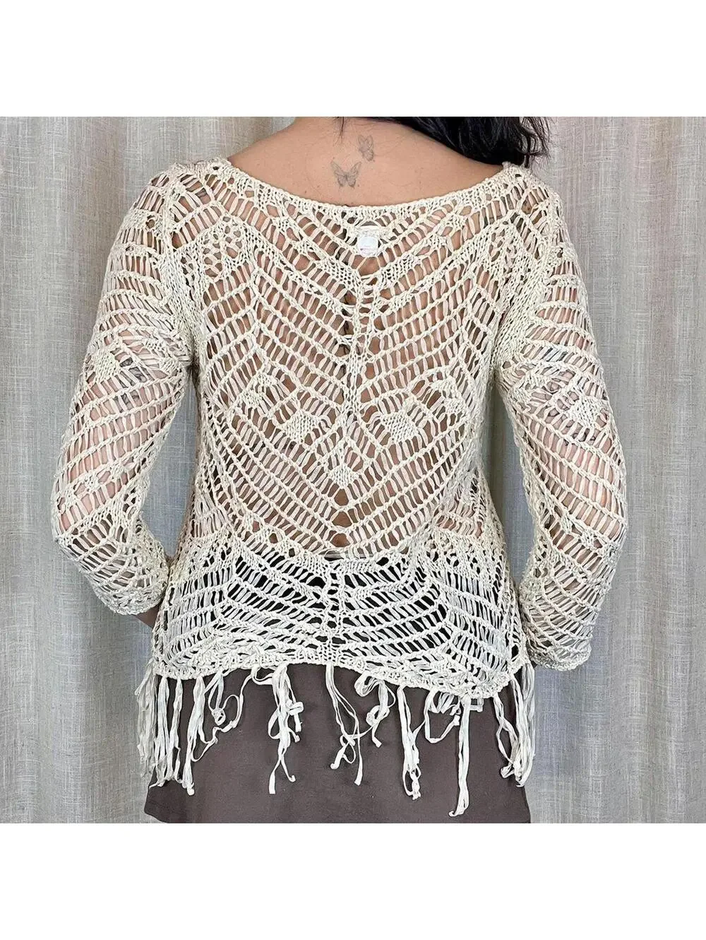 Cream Crochet Fringe Top - Picture 5 of 7